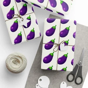Eggplant Pattern Premium Eco-Friendly Gift Wrapping Paper  - Picture 1 of 17