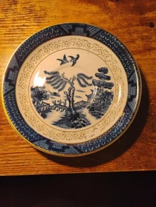 Vintage Nikko Ironstone Double Eagle 5 3/4" Blue willow Plates gold trimmed - Picture 1 of 2