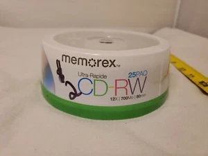 Memorex 25 Pk Spindle High Speed CD-RW Rewritable 12x 700MB 80 Min Blank Sealed - Afbeelding 1 van 5