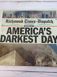 Richmond Times-Dispatch America’s Darkest Day September 12, 2001 SHIPS SAME DAY - Picture 1 of 3
