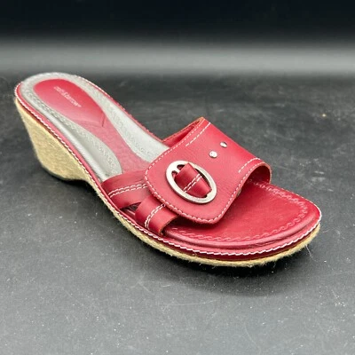 Sandalias de cuña Croft & Barrow para mujer 7M con hebilla deslizable rojas/plateadas sin cordones [16] Foto 1 de 4