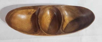 West Elm madera dividida 12" forma ovalada servir/tazón decorativo Foto 1 de 4