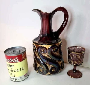 Jarra de vidrio arte amatista victoriano S repetición Dugan C 1900 y una cordial - Imagen 1 de 16