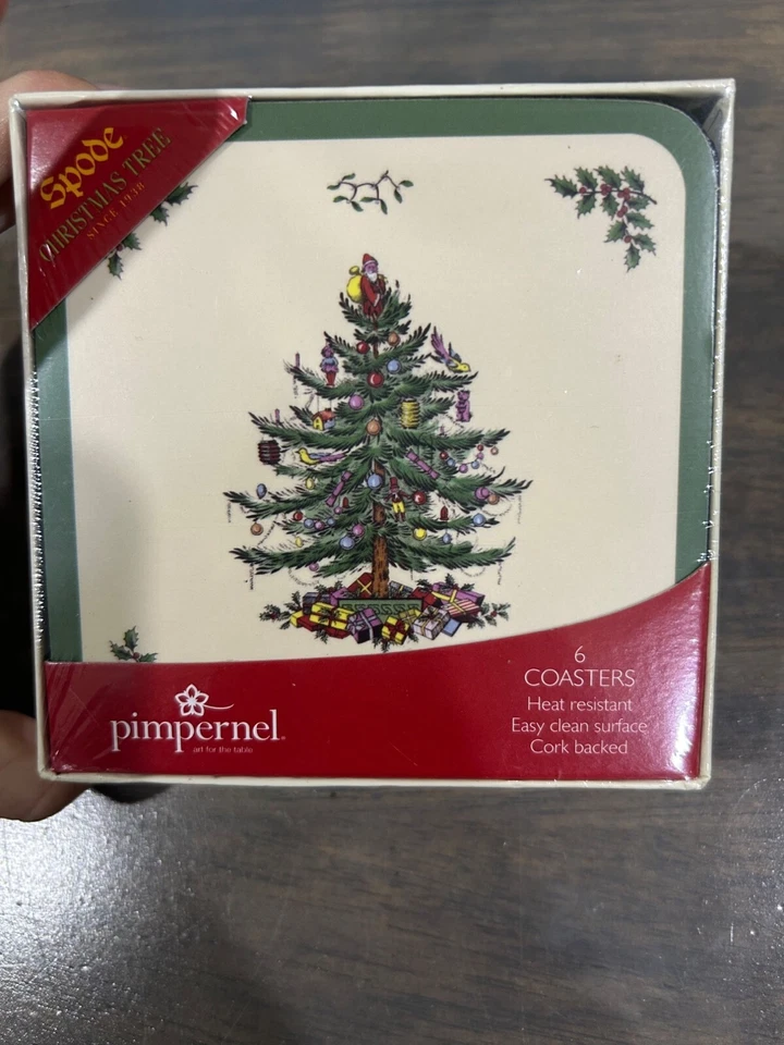 Spode Christmas Tree Coasters by Pimpernel Set of 6
