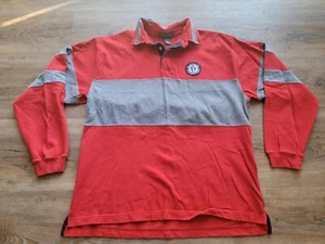 VTG BANANA REPUBLIC Men's Long Sleeved Red & Gray Rugby Shirt  SZ Large EUC - Picture 1 of 6