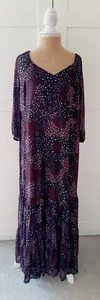 Together Ladies Black Ditsy Print Tiered Hem Mesh Maxi Dress Size 14 BNWT - Picture 1 of 7