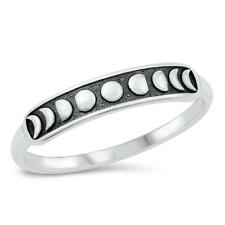 Oxidized Moon Phases Polished Ring New .925 Sterling Silver Band Sizes 4-10