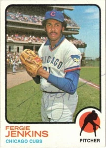 FERGIE JENKINS-LANZADOR-CACHORROS DE CHICAGO-1973 TOPPS #180-AUTOGRAFIADO-FAMER DEL SALÓN DE LA FAMA - Imagen 1 de 2