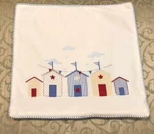 Laura Ashley 16” X 16” Pillow Cover Nautical Boathouses Flags Stripes - Picture 1 of 8