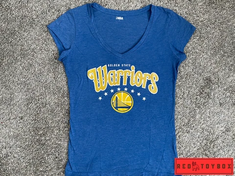 Golden State Warriors Shirt Womens L Blue V-Neck Short Sleeve NBA Basketball Cover