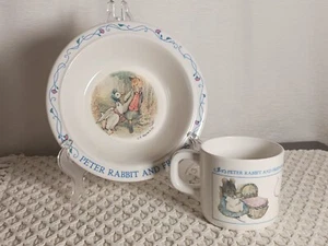 Vtg Eden Peter Rabbit And Friends F. Warne Bowl and  Cup Set Toddler Child Kids  - Picture 1 of 11