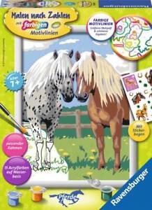 Ravensburger Malen nach Zahlen 28566 - Glückliche Pferde – Kinder ab 7 Jahren