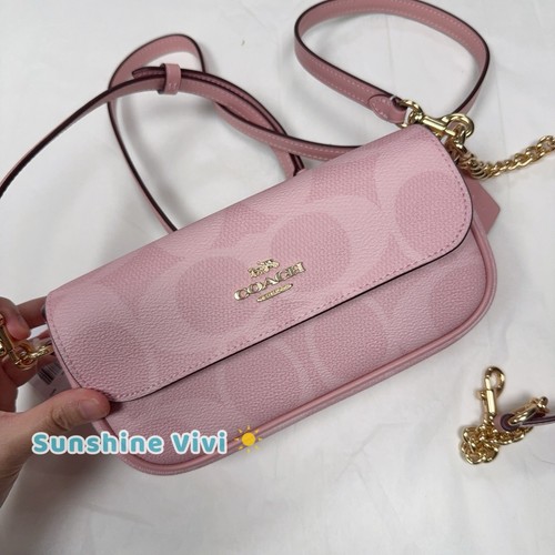 Borsa Coach Hailey con patta nuova con etichette limitata in tela firmata CAN70 rosa cipria