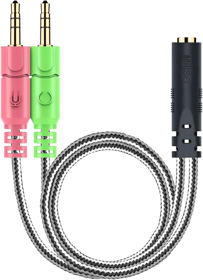 MillSO 3.5mm Jack Adapter - Y Splitter Audio Cable With Separate Microphone and