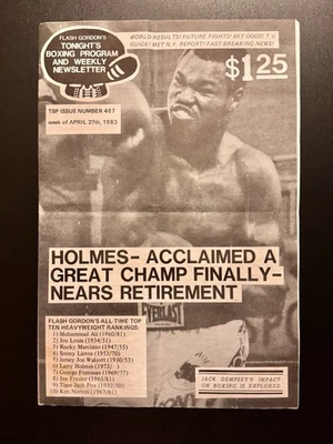 Programa y boletín de boxeo de esta noche • Larry Holmes • Abril 1983 Foto 1 de 3