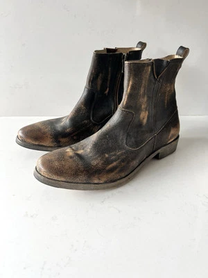 Botas John Varvatos Followill de couro com zíper - Marrom antigo - Masculino tamanho 12M - Imagem 1 de 4