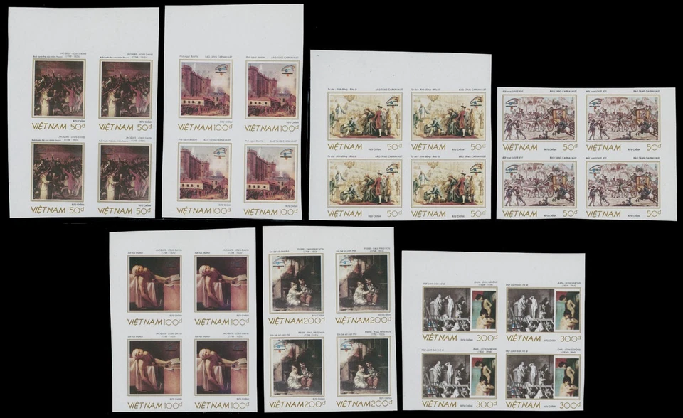 1989, VIETNAM, PHILEXFRANCE'89, JUEGO IMPERFORADO EN BLOQUES DE 4 NH, SC. #2000-06 Foto 1 de 1