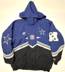 VINTAGE 90's DALLAS COWBOYS NFL Pro Line Puffer Winter Jacket Mens Size XL Hood - Picture 1 of 8