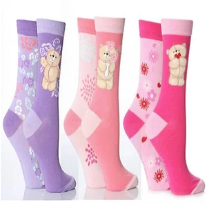 LADIES 6PK CUTE VALENTINE FOREVER FRIENDS PINK PURPLE RED HEARTS SOCKS 4-8 SIZE - Picture 1 of 4