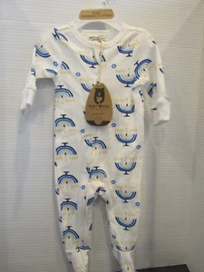HASE & BÄR Bio Baumwolle Chanukka Unisex 0-3M Blau Menora Reißverschluss SCHLÄFER - Bild 1 von 6