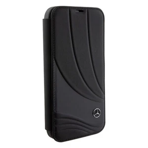 Étui Type Portefeuille IPHONE 15 Mercedes Cuir Véritable Noir Réglable - Photo 1 sur 7