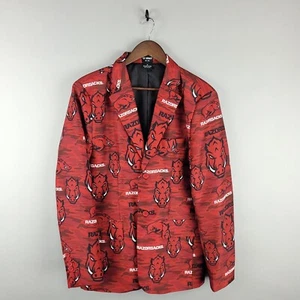 Arkansas Razorback Blazer Men Small Red All Over Print Top Drawer Novelty Jacket - Picture 1 of 11