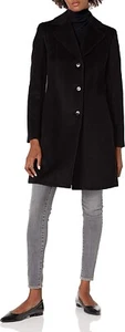 NWT Calvin Klein Women's Classic Cashblend Reefer Coat Size 6 Black $250 X346 - Picture 1 of 2