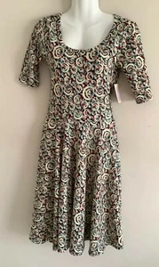 Lularoe Size  X  Small  Nicole Print   Knit Dress  STRETCH NWT - Picture 1 of 12