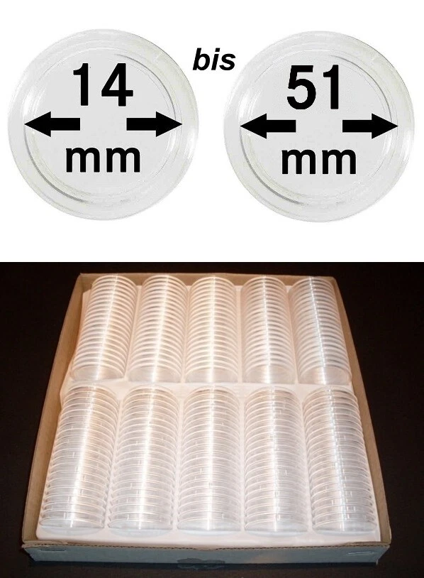 LINDNER Münzkapseln Münzenkapseln Münzkapsel Kapsel Dose 14mm-51mm VPE 100 Stück