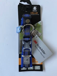 Dog Collar Small New Royal Blue Winhyepet Reflective 3M 13.8” 15.7” Gray Trim - Picture 1 of 9