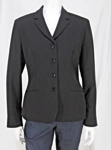 Ann Taylor sz 8 Black w/ Dotted Stripes Fitted Wool Blend LS Lined Jacket Blazer - Picture 1 of 11