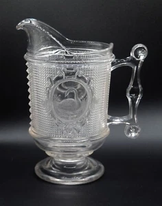 FRÜHES MUSTER GLAS EAPG SCHWAN WASSERKRUG KANTONSGLAS UM 1880 ANTIK - Bild 1 von 13