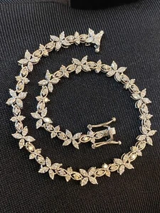 Stunning 3.12 Cts Marquise Round Cut Natural Diamonds Tennis Bracelet 18K Gold - Picture 1 of 12