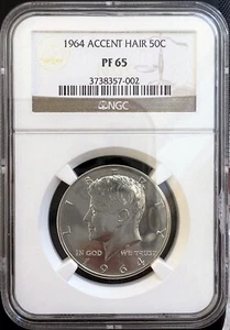 1964 50c KENNEDY Silver Half Dollar ACCENTED HAIR PR65 Rare Graded USA Coin 7002 - Picture 1 of 2