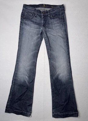 Pantalones de mezclilla para mujer 7 For All Mankind 28 azul dojo acampanados pierna ancha real 30x33 Foto 1 de 4