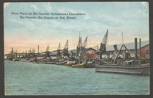 Brasilien Postkarte Rio Grande Do Sul Porto Armazens e Guindastes Hafen & Schiffe 1924 - Bild 1 von 2