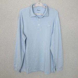 Oxford Polo Shirt Men's Light Blue Large Cotton Long Sleeve Pinehurst 1895 Logo - Picture 1 of 8
