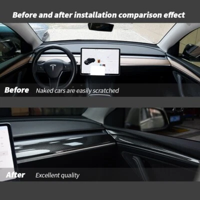 4PCS Dashboard Cover Wrap Front Door Inner Armrest Panel For Tesla ModelY Model3 Foto 1 de 4