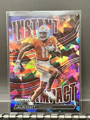 2023 Prizm Draft Picks 🏈 Jalin Hyatt Rookie Red Cracked Ice Instant Impact RC - Image 1 of 2