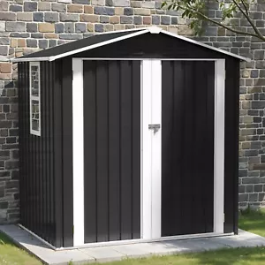 Large Metal Storage Shed 5.6x3.9 ft Garden Backyard Tool House Lockable w/ Doors - Picture 1 of 11