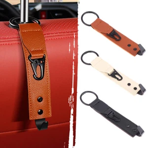 1X PU Leather Hook Car Front Seat Headrest Organizer Holder Fastener Hanger - Foto 1 di 13