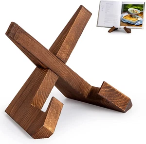 Cookbook Stand, Wooden Recipe Book Holder, Cook Book Stand for Kitchen Counter, - Picture 1 of 12