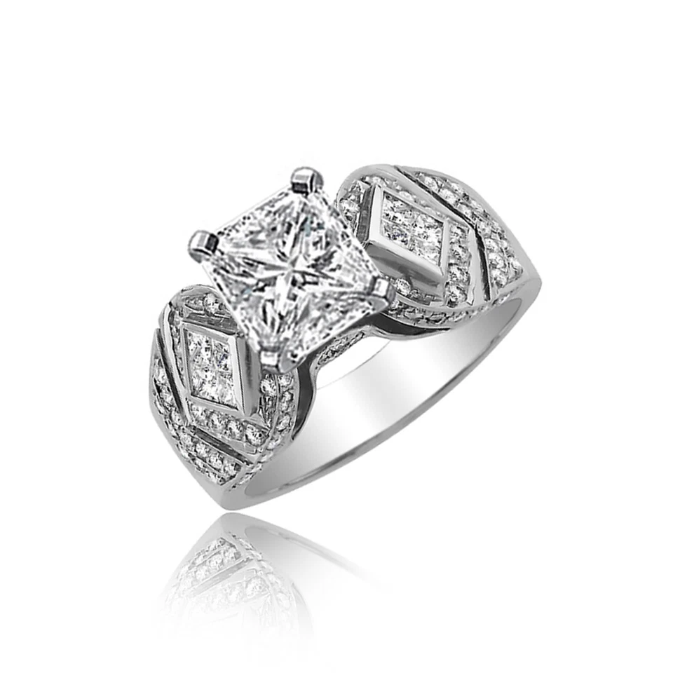 2.50 Carat Radiant Cut GIA Certified Diamond Engagement Ring 18k White Gold - Изображение 1 из 1