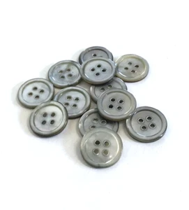 24 Buttons Gray Iridescent Natural Real Shell 4-Hole Sew Sewing 19 mm #SH32 - Picture 1 of 5