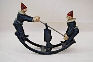 Vintage Rare Cast Iron Rocking Circus Clowns - Picture 1 of 9