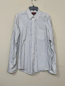 Nordstrom camicia uomo blu e bianca a righe manica lunga polsino francese bottoni 16/35 - Foto 1 di 13