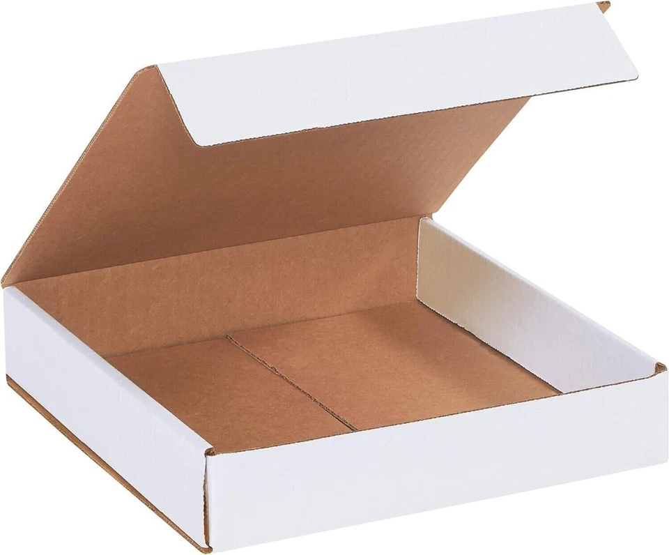 50 12" x 9" x 4" White Corrugated Mailers Die Cut Tuck Flap Boxes Free Shipping - Image 1 of 1