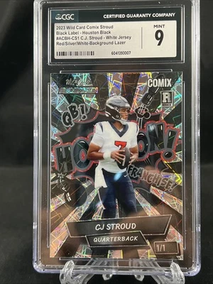 CJ Stroud # 1/1 Rookie Football Card Wild Card Black Label Comix - Image 1 of 2