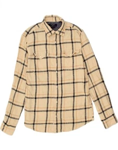 JACK & JONES Mens Flannel Shirt Medium Beige Check Cotton CN69 - Picture 1 of 3