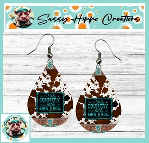 Ohrringe Träne Silber Haken Backs Little Country Little Rock N Roll Cowgirl - Bild 1 von 4